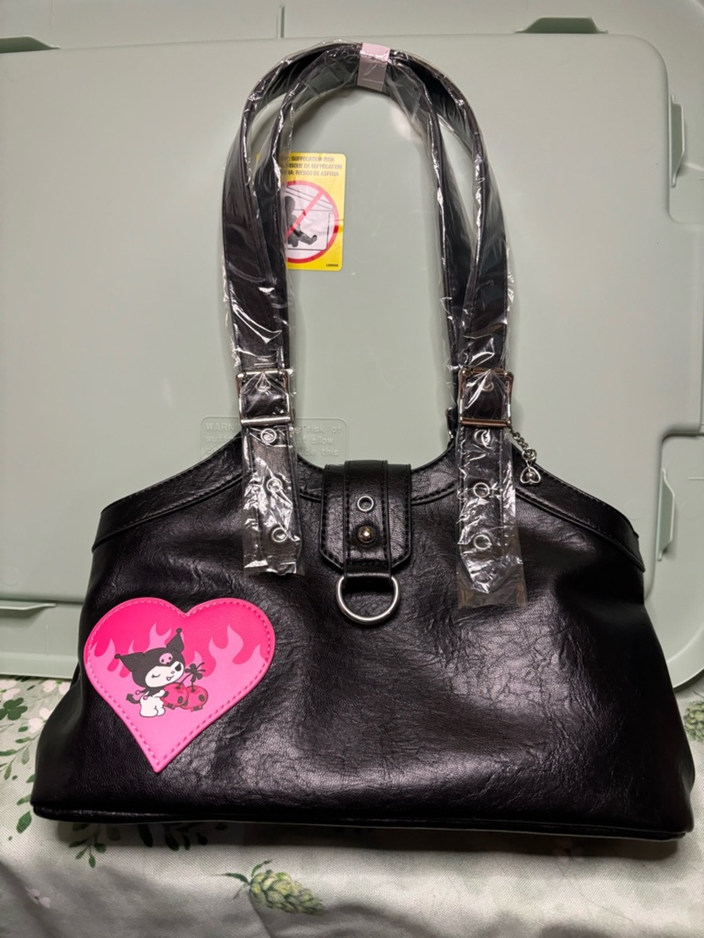 Kuromi Pink Flame Heart Shoulder Bag